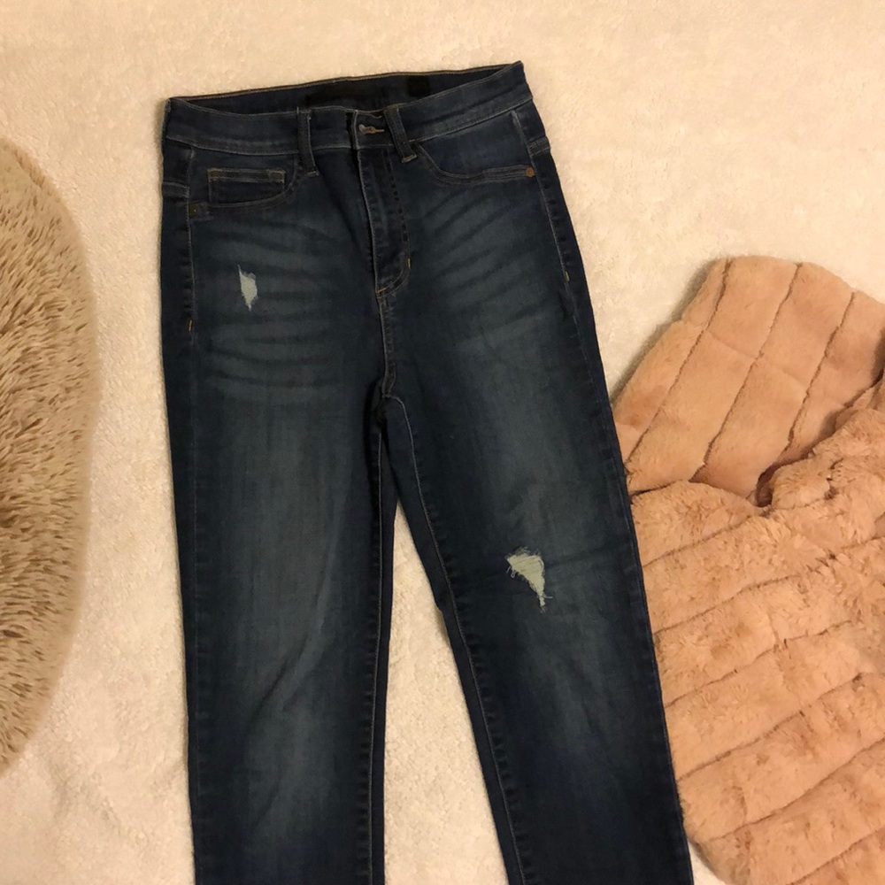 ripped high-rise skinny jeans